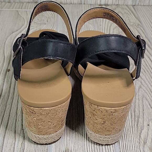 UGG Joslyn Black Leather Platform Wedge Cork Heeled Sandals Womens Size 5 NEW - Picture 5 of 13